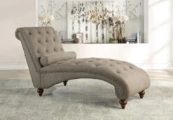 Bonne Brown Chaise W/ Antique Bronze Nailheads