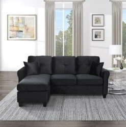 Monty Reversible Sofa Chaise (Black) -Chairs Sales Store 9411BK 3SC sectional 2