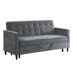 Strader Convertible Studio Sofa W/ Pull-out Bed (Dark Gray) -Chairs Sales Store 9427DG 3CL sofa 4