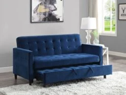 Strader Convertible Studio Sofa W/ Pull-out Bed (Navy) -Chairs Sales Store 9427NV 3CL sofa 2