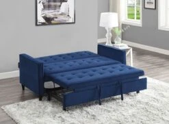 Strader Convertible Studio Sofa W/ Pull-out Bed (Navy) -Chairs Sales Store 9427NV 3CL sofa 3