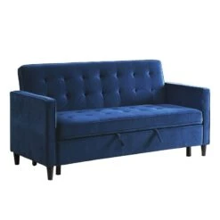Strader Convertible Studio Sofa W/ Pull-out Bed (Navy) -Chairs Sales Store 9427NV 3CL sofa 4