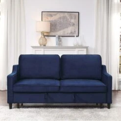 Adelia Convertible Studio Sofa W/ Pull-out Bed (Navy)