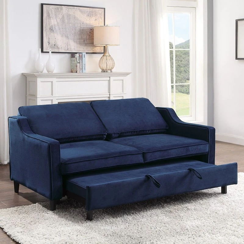 Adelia Convertible Studio Sofa W/ Pull-out Bed (Navy) 4 Adelia Convertible Studio Sofa W/ Pull-out Bed (Navy) - Image 2