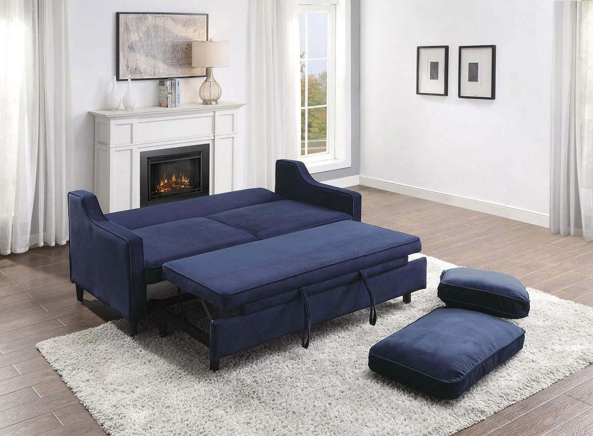 Adelia Convertible Studio Sofa W/ Pull-out Bed (Navy) 5 Adelia Convertible Studio Sofa W/ Pull-out Bed (Navy) - Image 3