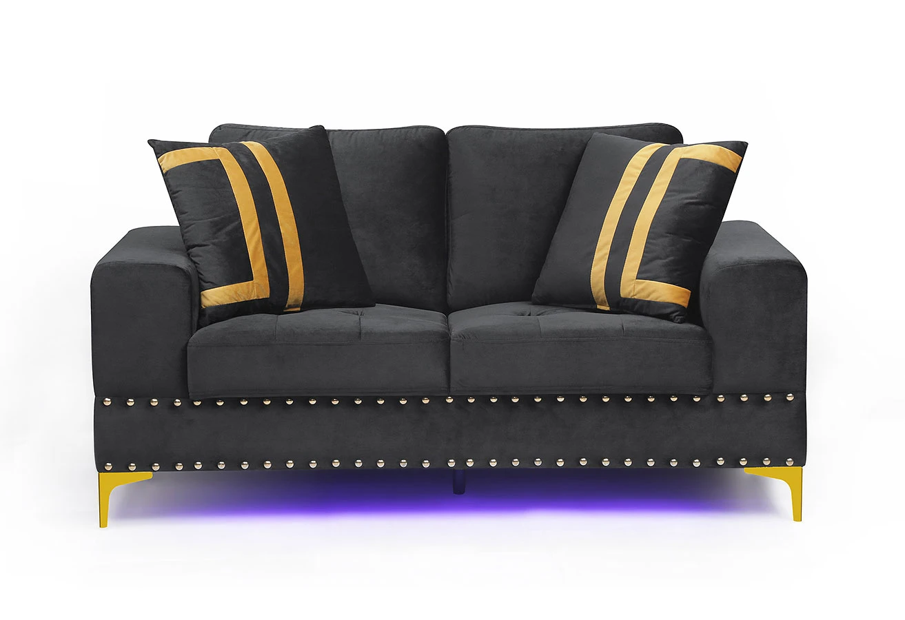 U98 Black Velvet Loveseat 3 U98 Black Velvet Loveseat