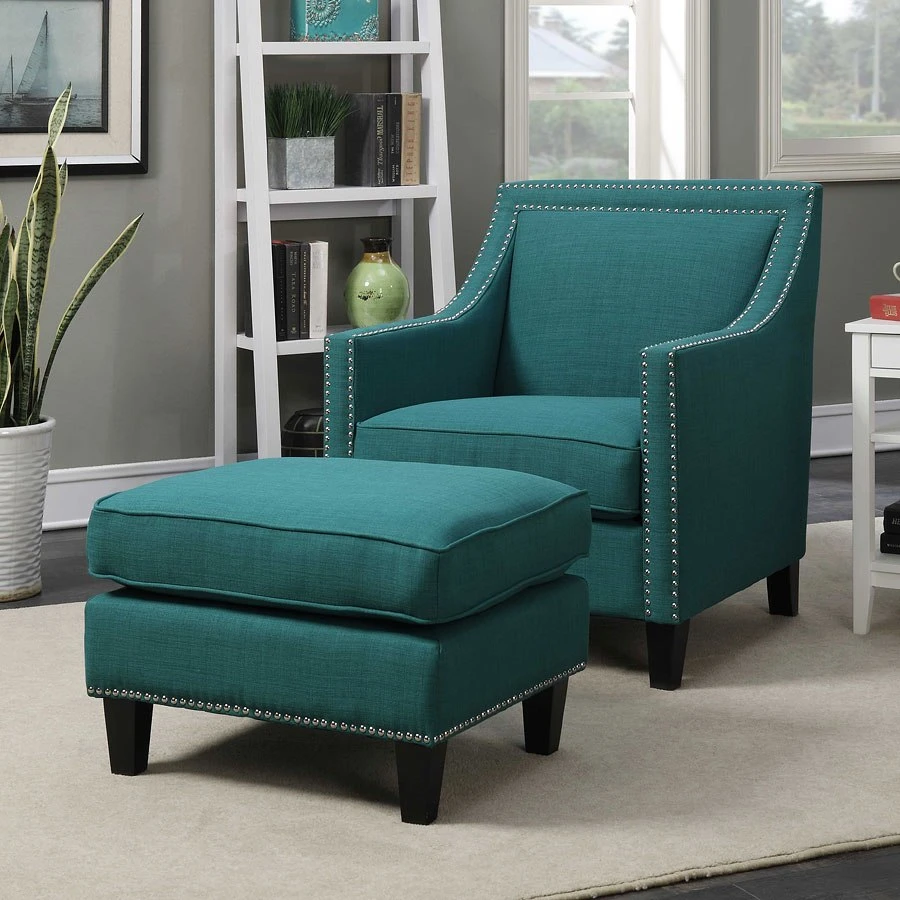Erica Accent Chair W/ Ottoman (Teal) 4 Erica Accent Chair W/ Ottoman (Teal) - Image 2