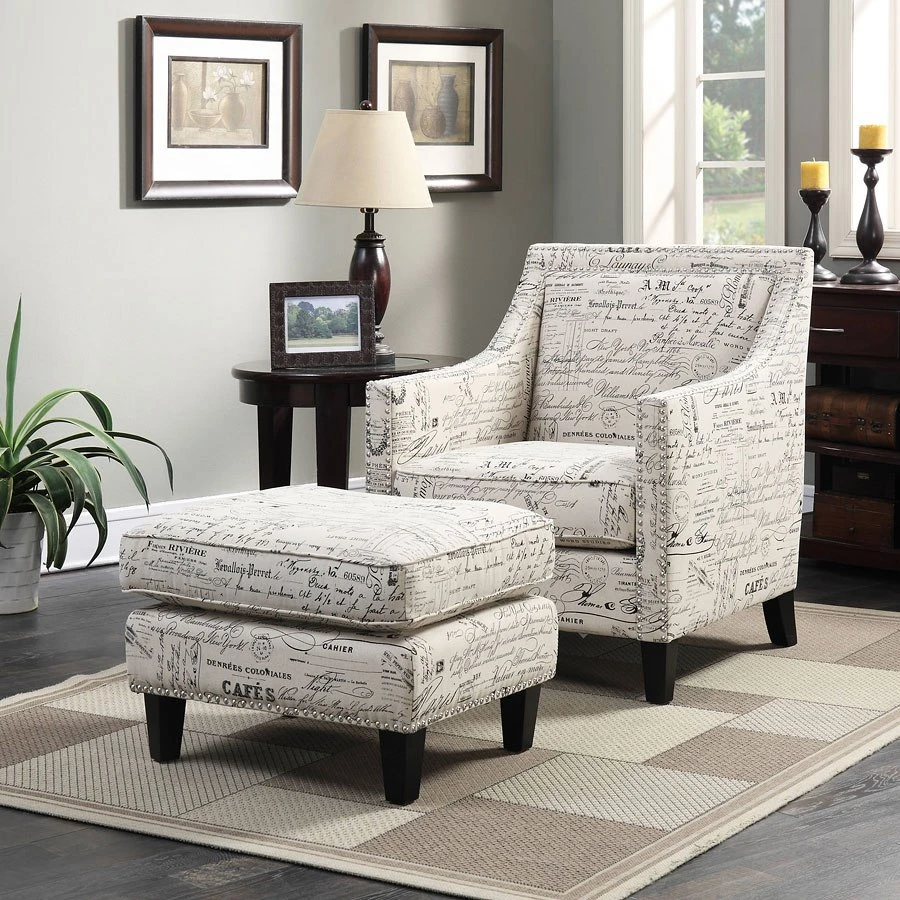 Erica Accent Chair W/ Ottoman (French Script) 4 Erica Accent Chair W/ Ottoman (French Script) - Image 2