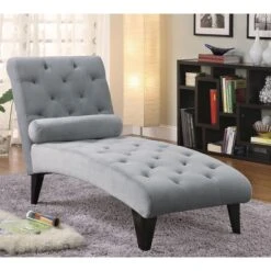 Gray Velour Chaise